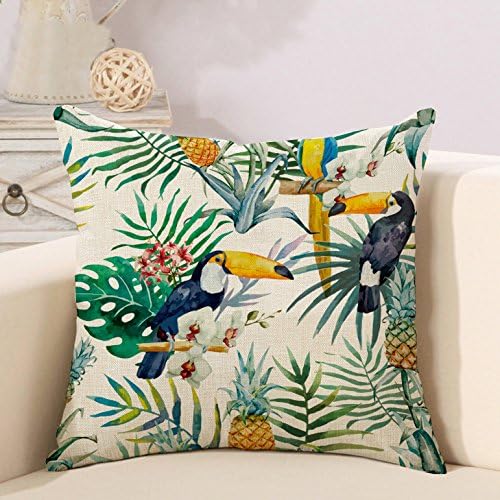 Fulinstore Throw Pillow Covers Square Cushion Covers Tropical Style Throw Pillow Cases Decorative 18 x 18 inch (Pattern 5)