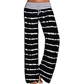 Elsofer Women's Pajama Lounge Pants Floral Print Comfy Casual Stretch Palazzo Drawstring Pj Bottoms Wide Leg Pants