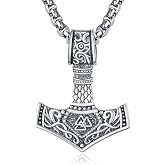 925 Sterling Silver Mjolnir Necklace for Men Thor's Hammer Pendant Jewelry Gift