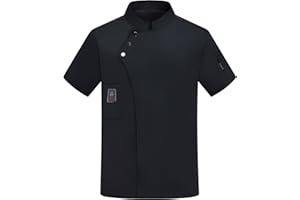 YJFZYYJJ Unisex Chef Coat Short Sleeve Chef Jacket,Breathable,Comfortable Button Closure - Kitchen,Restaurant,Hotel Uniform