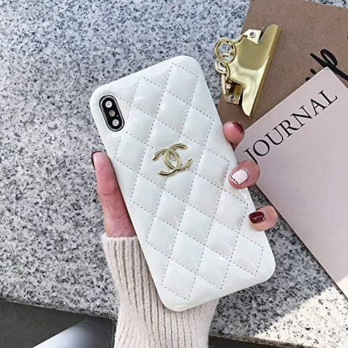 iPhone Xs Max Case, Elegant Street Fashion Patent Leather Anti-Scratch Cover for iPhone Xs Max (Fashion White)