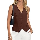 BLENCOT Linen Vest Tops for Women Slim Fitted Sleeveless Button Down Work Blazer Waistcoat Going Out Tops for Office