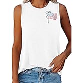 Women 4th of July Shirt America Land of The Free Tank Tops USA Patriotic Tees 1776 Eagle Patriotic Sleeveless Tshirt