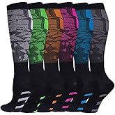 6 Pairs Compression Socks for Women Men 15-20 mmhg Knee High, Womens Compression Socks Compression Stockings for Women Men