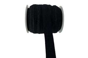 PAMIR TONG 25 Yards 5/8'' Fold Over Elastic FOE Headband Baby Hairbow Soft Foldover Elastic Binding Webbing Tape Craft Sewing (Black)