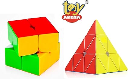 Toy Arena Ultra Smooth 2x2 and Pyraminx Pyramid Rubix Triangle Speediest Stickerless Rubiks Cube Combo