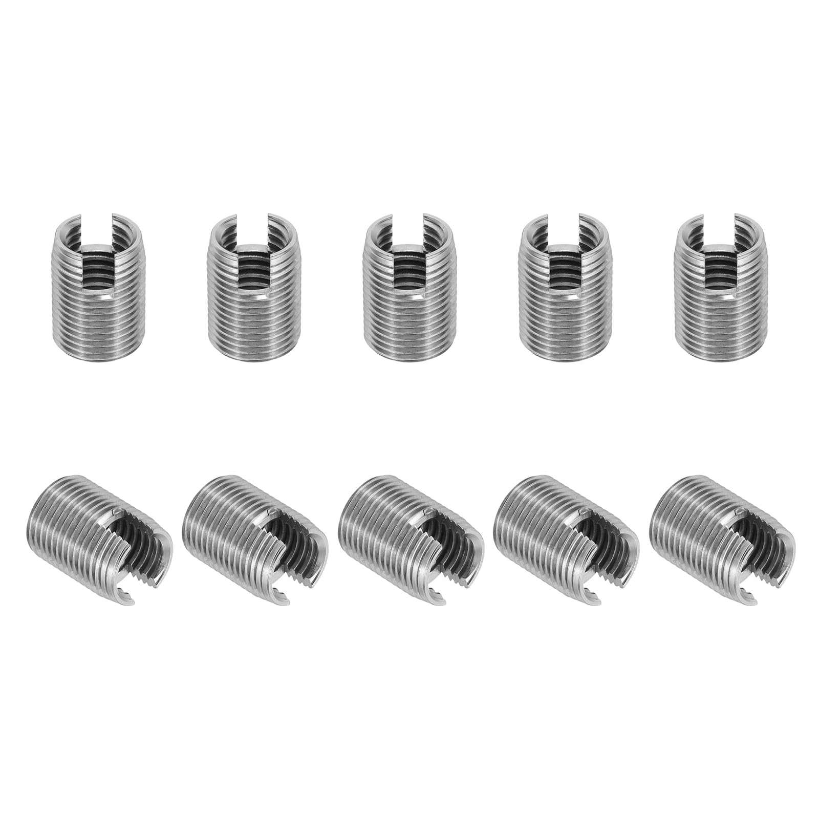 PATIKIL Self-Tapping Threaded Inserts, 10 Pcs M14 x M18 x 24mm 303 Stainless Steel Thread Adapter Reducer Slotted Screw Repair Inserts Nuts Sleeve