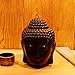 Omonic Porcelain Zen Garden Yoga Meditation Black Thai Buddha Head Statue Essential Oil Burner Home Decor (Black)