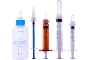 FJNATINH 5-Pack Feeding Nursing Kits with Replacement Nipples for Kittens, Puppies, Bunnies, Squirrels, and Small Baby Animals