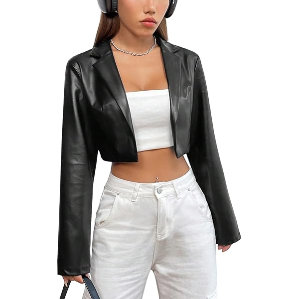ジャケット・アウター CuLLt Monotone Keyhole Cropped Blouson Cleo Cropped Moto Jacket