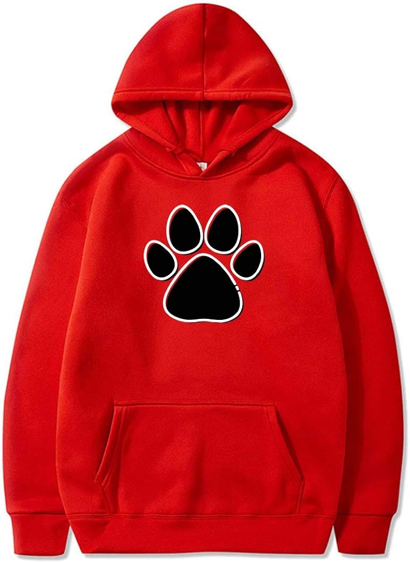 Fashion Hoodies Cool Animal Paw Sweater Long Sleeve Red