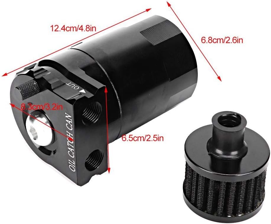 Terisass Oil Catch Can Aluminum Alloy 300ML 4.9 * 2.6 * 3.3 Inch Engine Oil Catch Tank with Filter Modification Accessory Kit+oil catch tank - Image 5