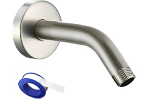 Voolan Shower Arm with Flange and Teflon Tape, Extension Shower Head Arm for Bathroom Fixed Shower Head, Solid Stainless Steel, Wall Mounted (6 Inch,Brushed Nickel)