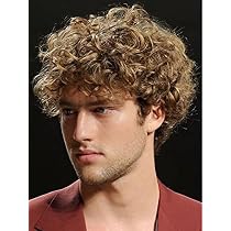 Perruque Synthétique Homme Marron Foncé - Courte, Bouclée, Dégradé Avec Frange, Bonnet Inclus, Neuf