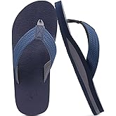 KuaiLu Men's Flip Flops Arch Support Summer Beach Pool Water Thong Sandals Waterproof Rubber Walking Shoes