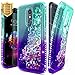 LG K30 Case, Phoenix Plus/Premier Pro LTE /K10 2018 /Xpression Plus/Harmony 2 w/[Tempered Glass Screen Protector], NageBee Glitter Liquid Quicksand Waterfall Floating Sparkle Cute Case -Aqua/Purple