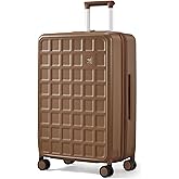 aji Checked 26 inch Luggage with 8 Spinner Wheels, Large Suitcase with TSA Lock, 100% Lightweight PC Hard Shell travel luggage Suitcases for Men Women, 26-Inch Checked-In, Chocolate Brown