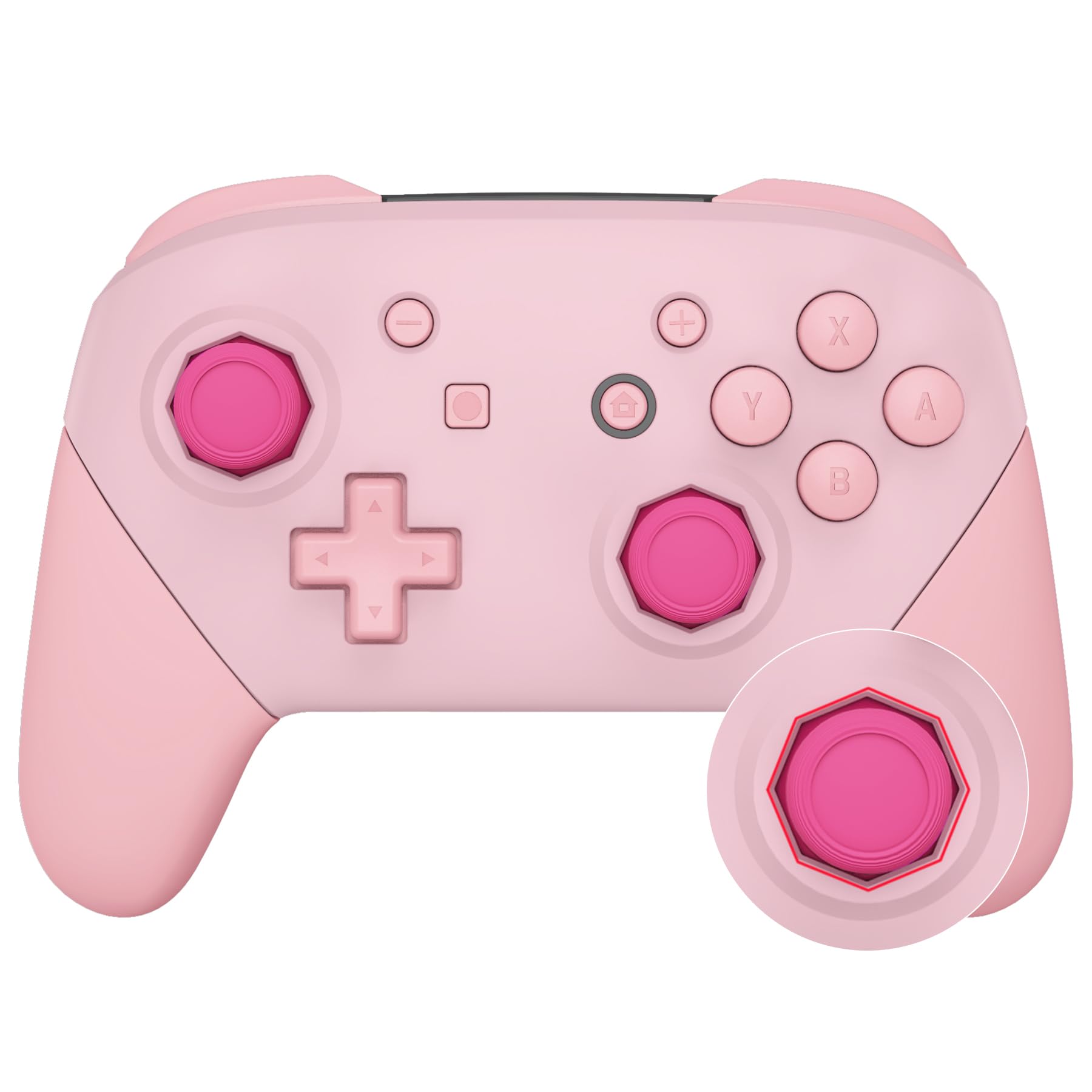 eXtremeRate Faceplate Backplate Handles Cover, Cherry Blossoms Pink & Puffy Pink Octagonal Gated Sticks Design DIY Replacement Grip Housing Shell for Nintendo Switch Pro Controller - No Controller