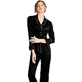 Kzkcy Womens Pajamas Button Down Pjs Sets for Women Women's Silk Soft Lightweight Sleepwear Long Sleeve Nightwear Lounge Set