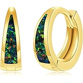 CiNily Opal Earrings for Women Trendy Gold Hoop Earrings, 14k Gold Plated Small Huggie Earrings Tiny Hoops Chunky Gold Earrings Lightweight Thick Gold Hoops Stacks Earrings Silver Gold Opal Jewelry