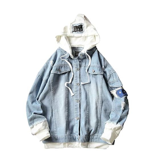 plus size denim hoodie jacket