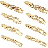 BENECREAT 8Pcs 4 Styles 18K Gold Plated Fold Over Clasp, Necklace Bracelet Extenders Cubic Zirconia Extension Clasps for Bracelet Necklace Jewelry Making, 2pcs/Style