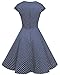 Homrain Women's 1950s Retro Vintage A-Line Cap Sleeve Cocktail Swing Party Dress Navy Small White Dot 2XL