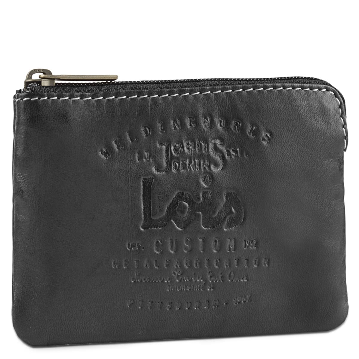 Lois - Leather Purse Keyring Genuine Leather Coins Keys Banknotes ID Cards Box for Gift Original Wallet Card Holder Wallet Men 11002, Black (Purse-11002)