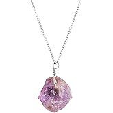 Gemsplace Ametrine Raw Crystal Necklace,Ametrine Rough Stone Necklace, Dainty Stone Pendant, Healing Crystals Healing Stone Pendant for Beauty, Gemstone Size from 15 To 20 mm