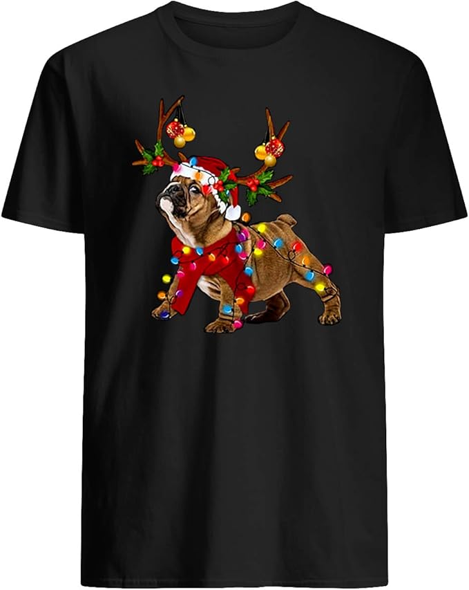 ShingoC Ltd Bulldog Reindeer Santa Christmas TShirt Amazon.es Ropa y