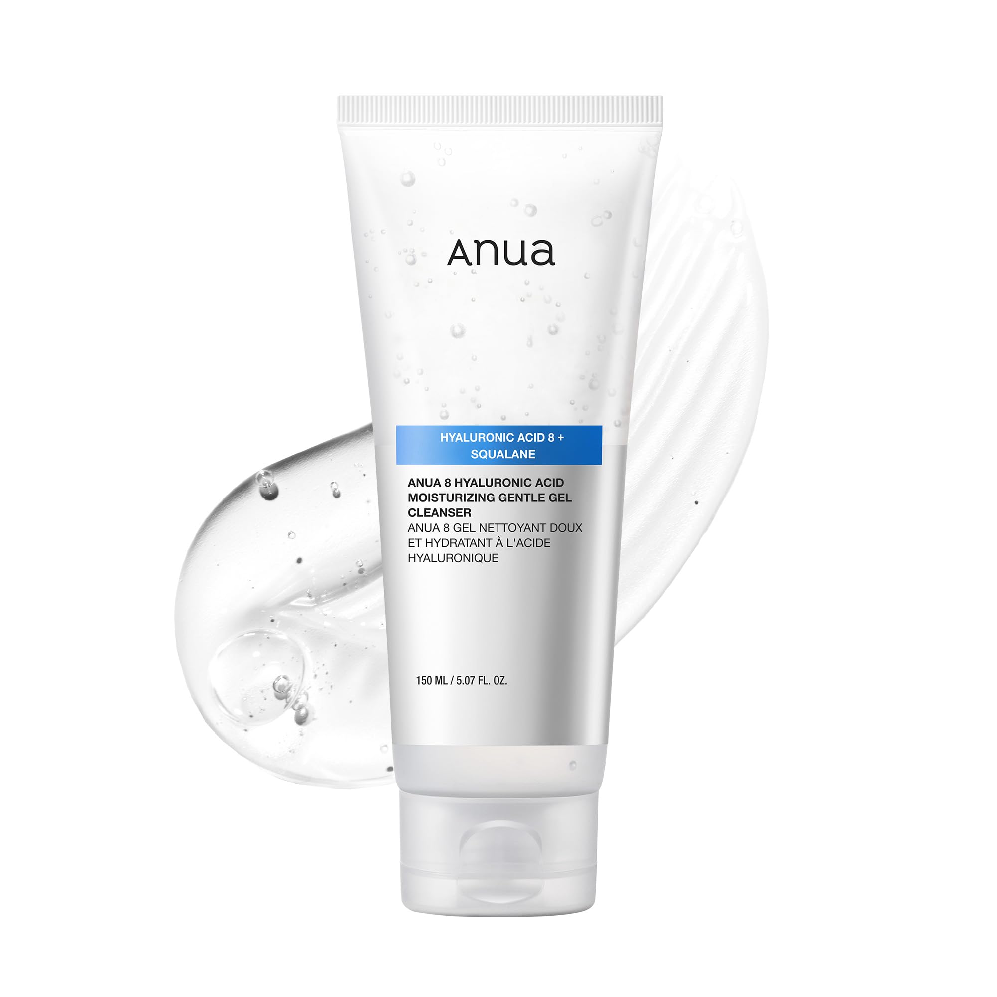 ANUA Moisturizing Gentle Gel Cleanser, Hyaluronic Acid, Squalane, Ceramide, Foaming Facial Korean Cleanser, pH Balance, Daily Hydrating Face Wash, 150ml/5.07fl oz.