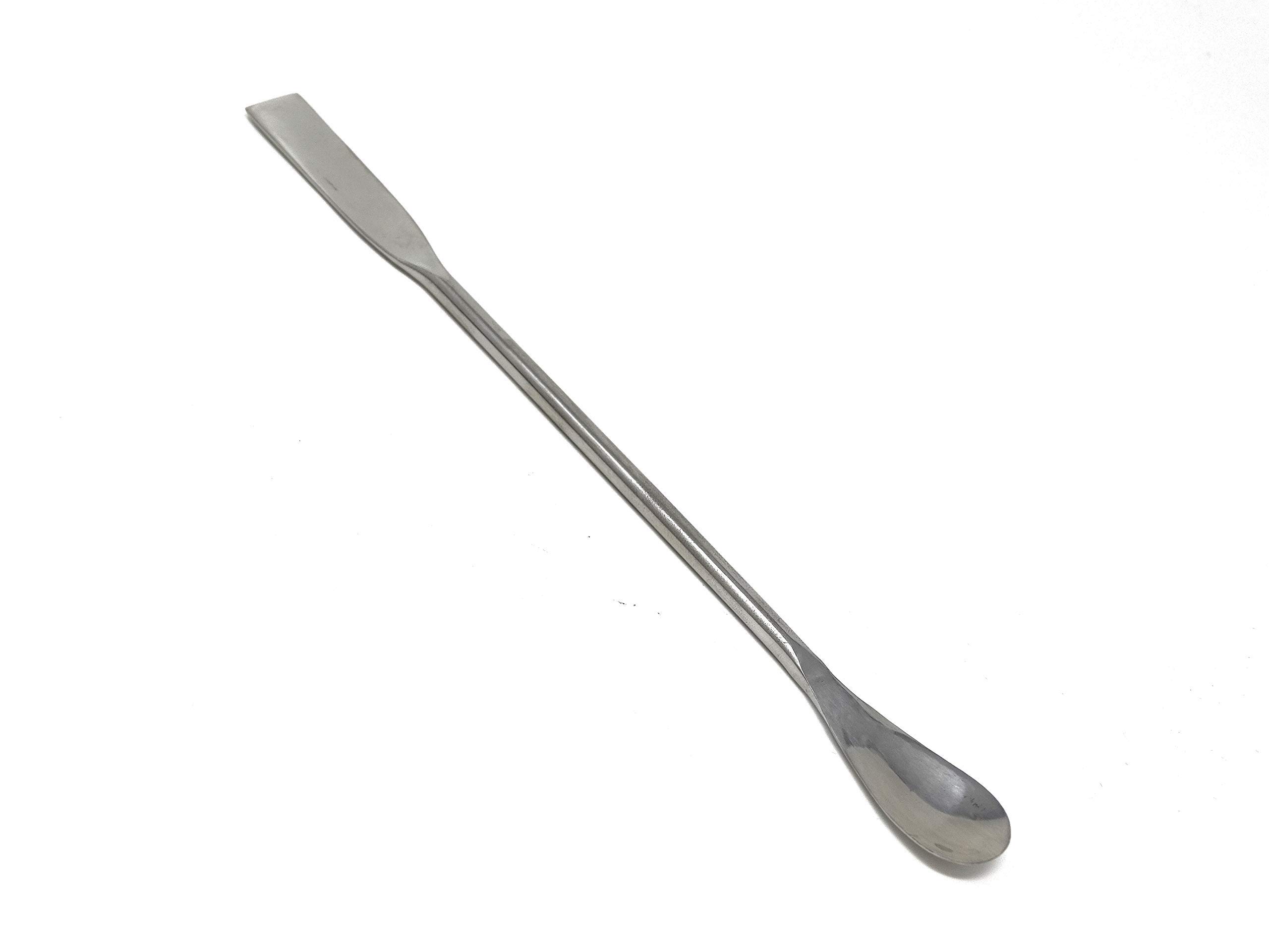Stainless Steel Double Ended Micro Lab Spatula Sampler, Square & Flat Spoon End, 7" Length