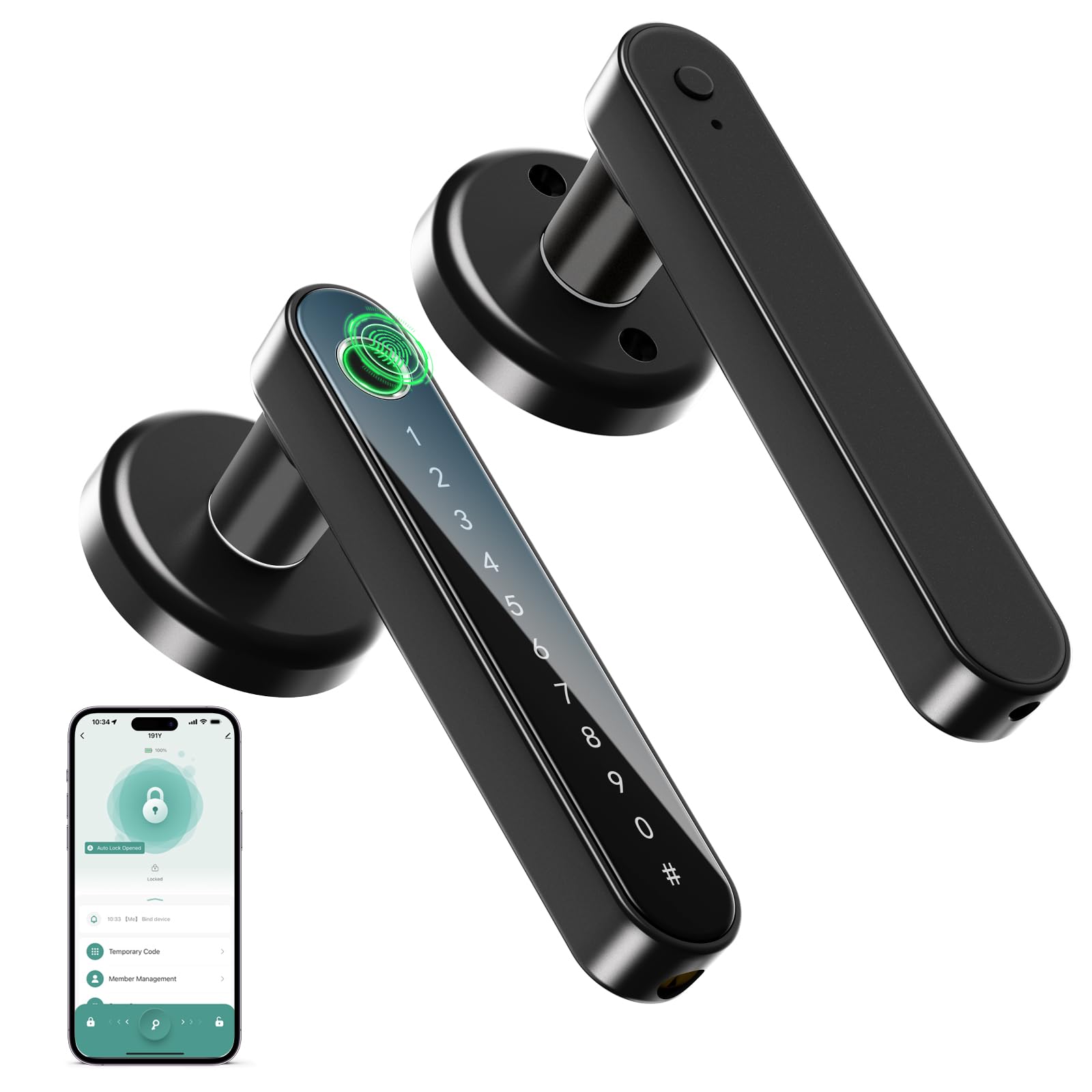 Photo 1 of ***MISSING PIECES -SELLING AS USED PARTS ONLY*** IRONZON Smart Door Lock with Fingerprint, App Code, Handle, Backup Key for Home, Hotel, Office, Apartment, Bedroom