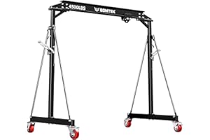 BSMTEK 2 Ton Gantry Crane 4500lbs Capacity, 2025 Upgraded Adjustable Height (8.53-12.47 FT), Width (6.56 FT), Steel I-Beam Construction, Portable Shop Hoist for Factories, Warehouses, Auto Repair