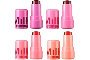 RANLEY 4 Milk Jelly Blush, Makeup Lip Tint, Milk Jelly Tint, Milk Cooling Water Jelly Tint, Jelly Blush Stick Lip Stain, 0.18 Oz Water Jelly Tint Stick Sheer Lip & Cheek Stain Finish