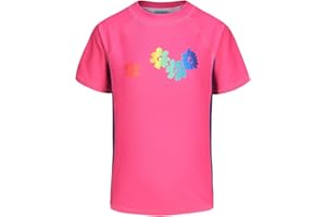 ZESTONIE Girls Short Sleeve Swim Shirt for Kids Girls Rash Guard Swimsuits with UPF 50+ Sun Protection Swim Top 3-16 Years