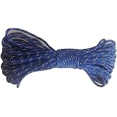5/16 Inch by 100 Feet Double Braid Polyester Rope, Blue with White and Black Tracers