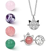 Raicegs Heart Shaped Crystals and Healing Stones 7 Chakra Crystal Necklace 0.8 inch Heart Gemstones Natural Stones Necklaces for Women Spiritual Gift for Women Teen