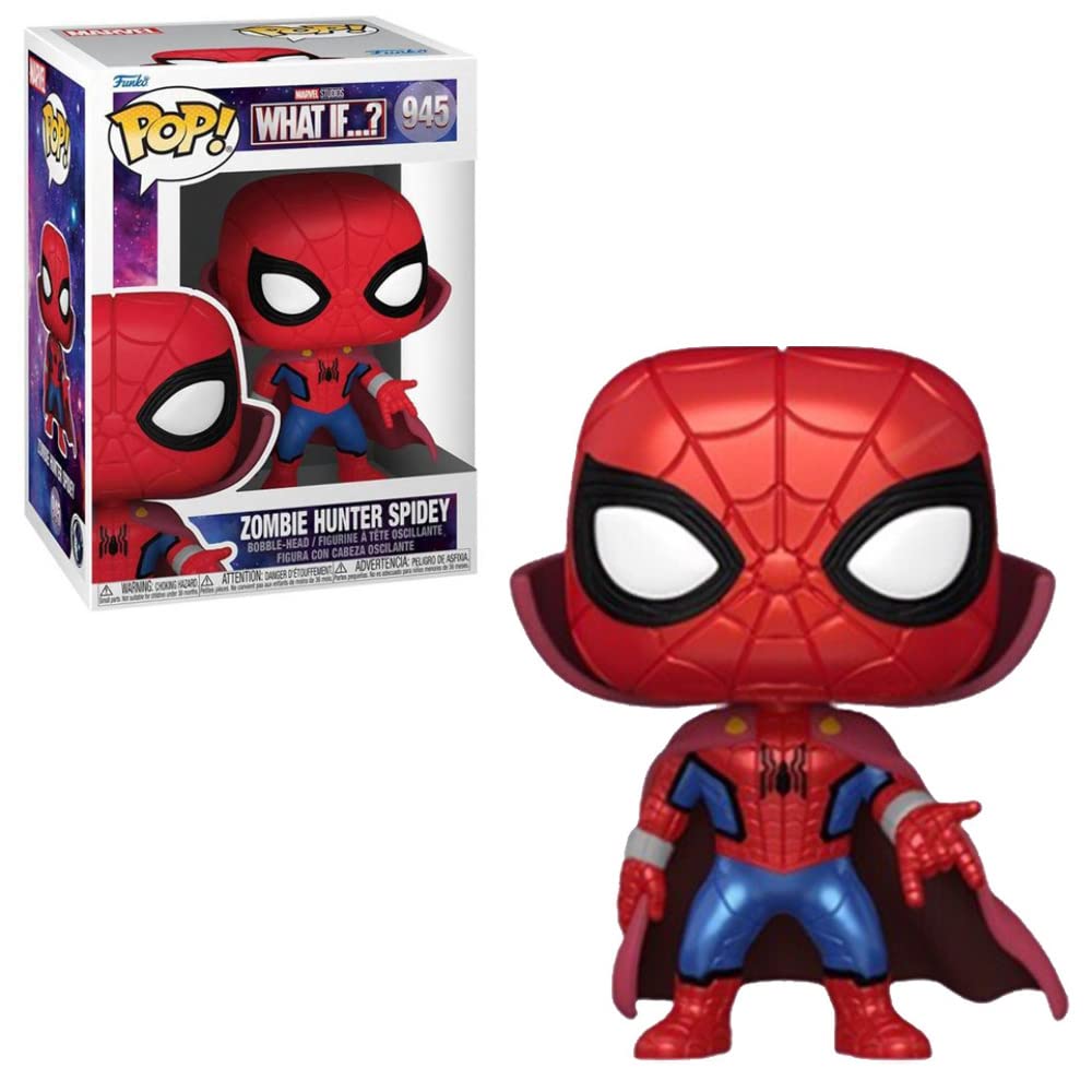Funko 58205 Pop! Marvel: What If - Zombie Hunter Spidey (Metallic Special Edition) #945, Red,FUN58205