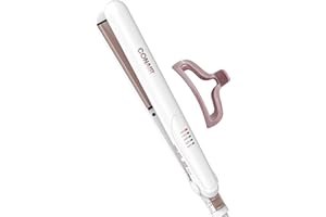 Conair Double Ceramic Flat Iron, 1-Inch Flat Iron Hair Straightener with Claw Clip, 5 Heat Settings, Extra-Long Floating Plates, White