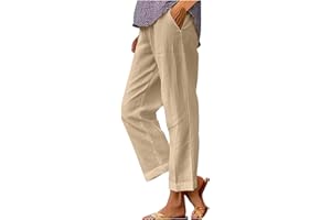 GOBUQIRAN Linen Pants Women Summer High Waisted Pants Women's Wide Leg Pants Plus Size Slacks for Curvy Women Casual Pants