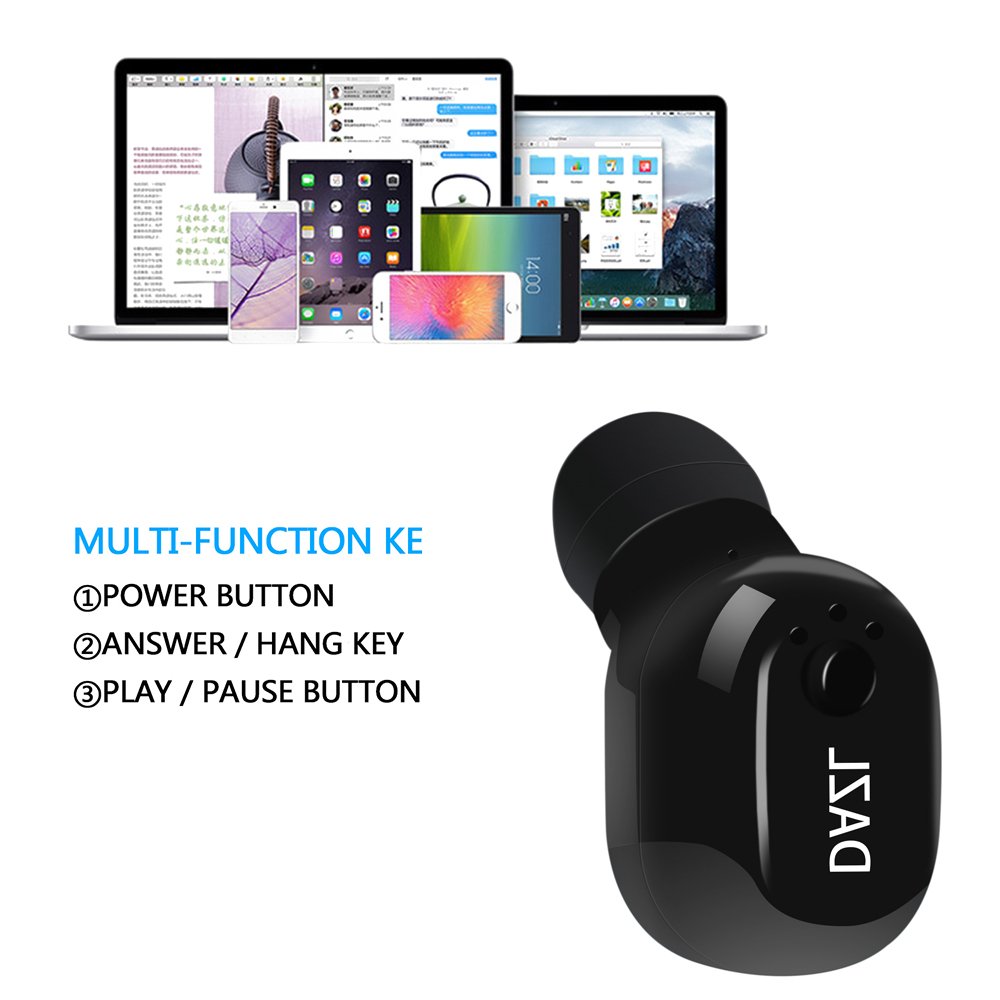 Bluetooth Headphone Mini Car Headset Magnetic Charging Wireless Invisible In-Ear Earbuds Mic Hands-Free Calls Sports Earphone with 6pcs ear-tips Earpiece for IOS iPhone 8 X Android Smartphones, Black