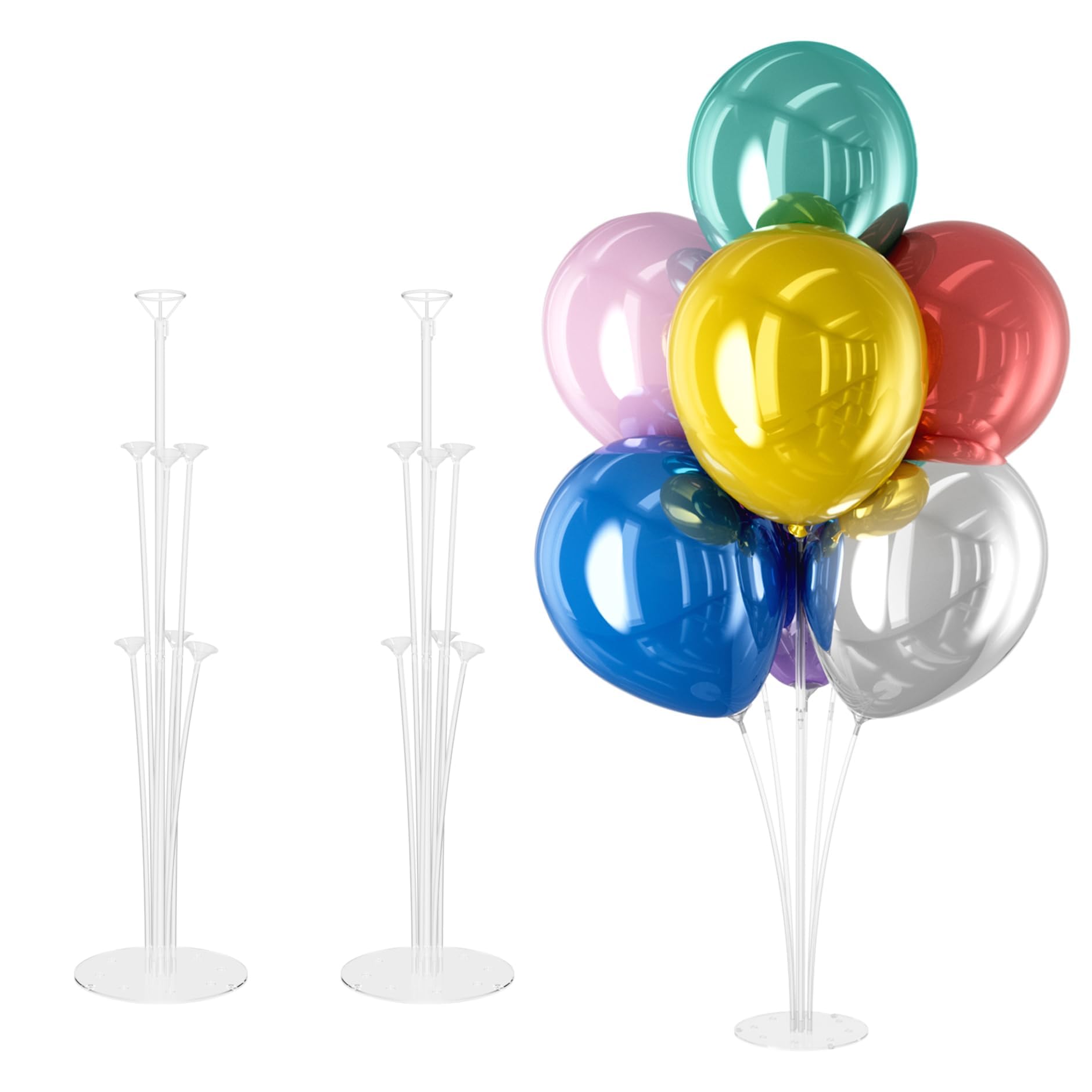 Photo 1 of DECOCKRAT Balloon Stand Kit - 2 Set Table Stands with Base, Easy Assembly Balloon Sticks, Reusable Holders for Baby Showers, Weddings, Birthdays, Party Decorations