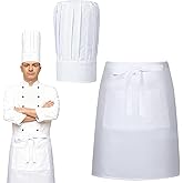 DASHUAIGE Kitchen Supply Tall Chef Hat and Half Bistro Apron, Adjustable Bib Cooking Aprons Baker Kitchen Cooking for Women Men