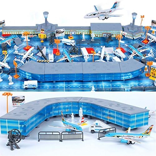 MARBOL 200 Pieces Aircraft Model Playset Airport Assembled Toys for Kids Gift Construction Site Worker Building Trucks Model (Airport)