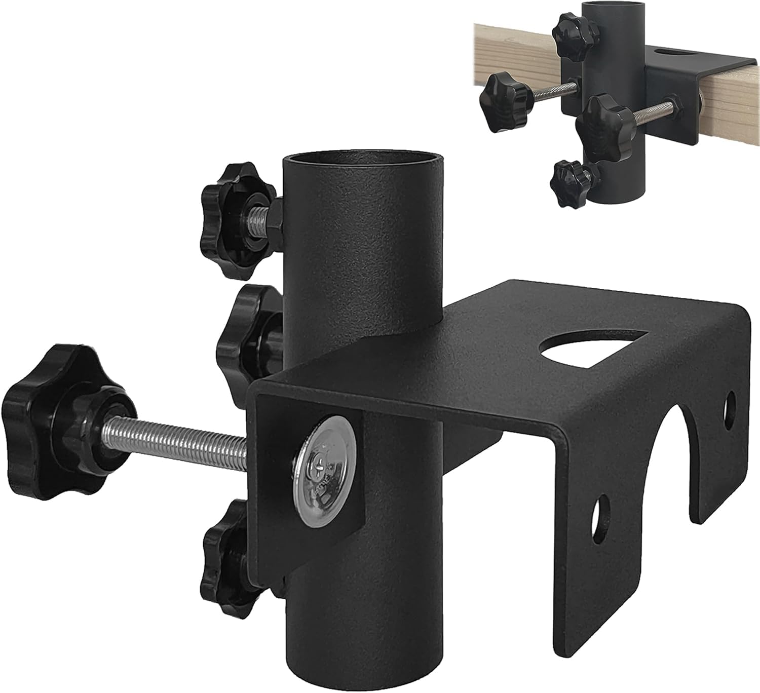 VANROUG Heavy Duty Balcony Umbrella Holder Clamp Garden Fence Parasol Decking Holding Bracket Stand,Clamping range(20mm-63mm),Umbrella Diameter(23mm-38mm)