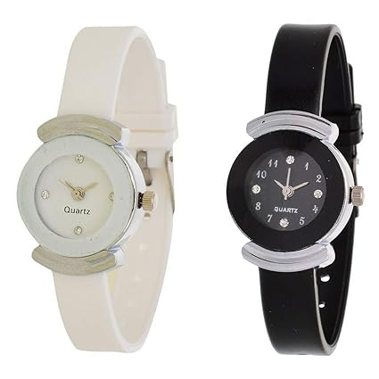 Exotica Analogue Black & White Dial Combo of 2 Women's & Girl's Watch (EX-G151-G152)