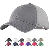 Vintage Washed Soft Crown Baseball Cap Plain Snapback Trucker Hat Men Women Adjustable Distressed Mesh-Back Ball Cap