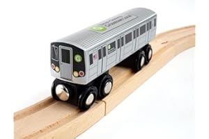 MUNI PALS Munipals New York City Subway Wooden Railway (B Division) G Train/BKLYN-Queens Crosstown Local–Child Safe and Tested Wood Toy Train