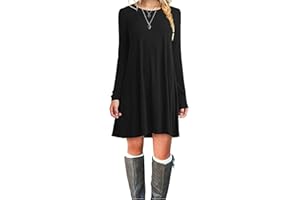 MOLERANI Women's Casual Plain Simple Long Sleeve T-Shirt Loose Dress